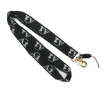 China Covered Button Black Woven Polyester Lanyard Customized 800 + 100 X 25 mm distributor