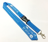 Best Polyester Blue Reflective Personalised Lanyards White Logo Safety Buckle Metal Hook for sale