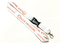 China Shiny Logo Custom Flat Polyester Lanyard With White Safety Buckle Metal Hook distributor
