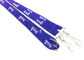 cheap Durable Purple Custom Polyester Lanyards Double J Hooks White Print For ID Card