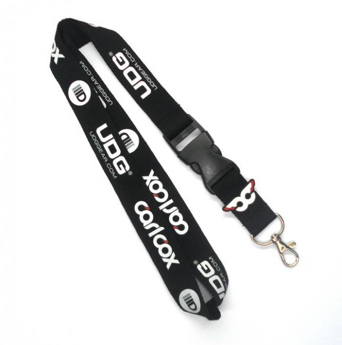 Durable Customizable Plain Black Lanyards Polyester With PVC Badge Attachment
