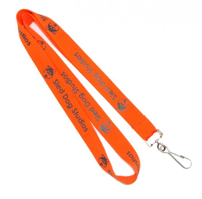Dye Sublimation Orange Flat Polyester Lanyard Eco Friendly For Business Conference