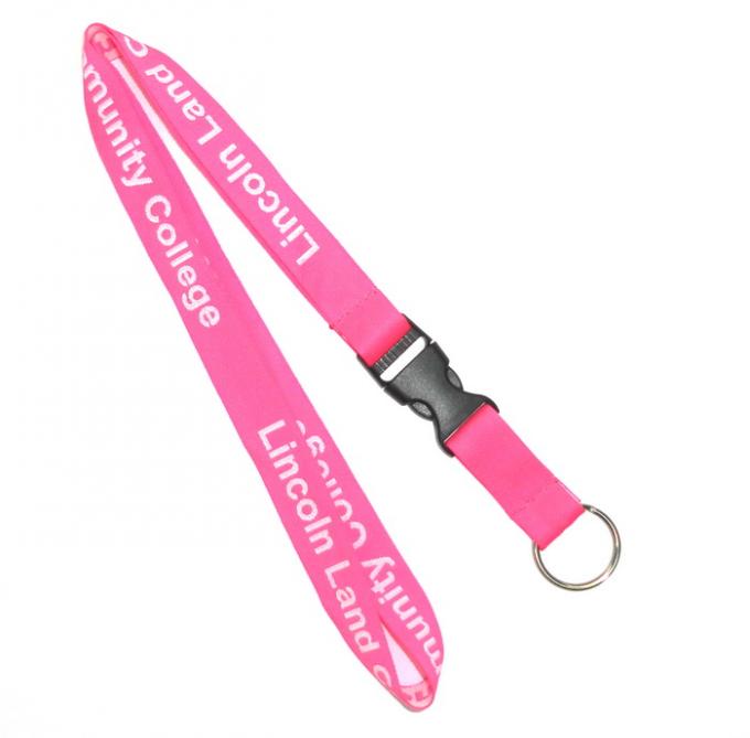Cute Branded Identification Woven Pink Lanyards For Business Conference
