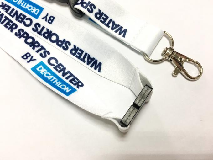 White dye sublimated lanyards Metal Hook Plastic Safety Buckle Safety Breakaway