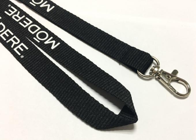 Metal Hook Black Print Custom Polyester Lanyards For Business Activity Event