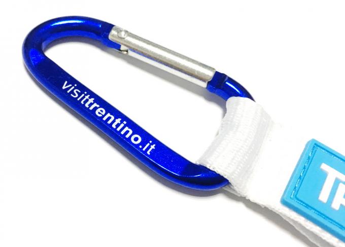White Lanyard Sewing Rubber PVC Logo Custom Carabiner Keychain For Simple Brand