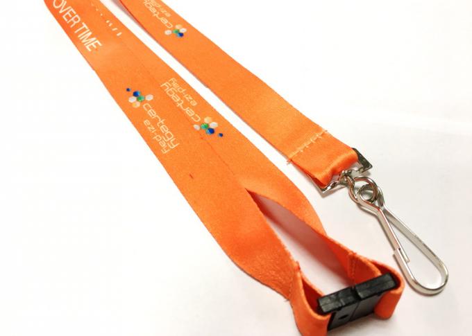 Polyester Orange Color Dye Sublimation Lanyards For Hiking / Running Competition