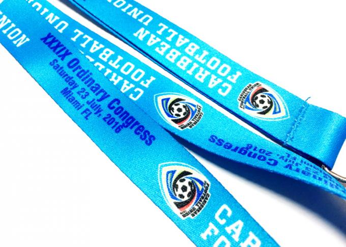 Blue Dye Sublimation Lanyards For Soccer Competition Neck Strap 900*20mm