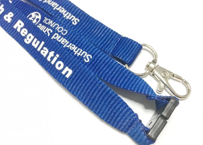Staff Accessories Custom Polyester Lanyards , Safety Breakaway Lanyard Simply Printing Logo