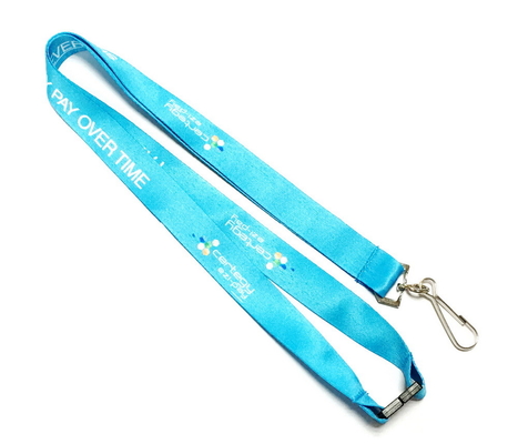 Blue Business Meeting Custom Printed Lanyards J Hook Safety Break Polyester Material supplier