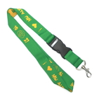 China Eco-Friendly Green Woven Lanyards Neck Strap With Carabiner Metal Hook distributor