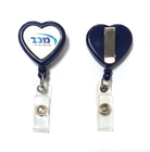 China Retractable Carabiner Badge Reels Heart Shaped With Silk Screen Print Logo distributor