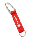 Red Durable Carabiner Key Chain With Silk - screen Printing Logo Polyester Lanyard for sale