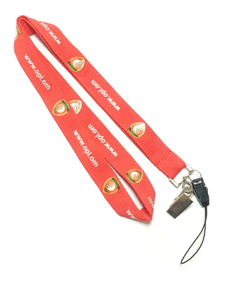 China Colorful Logo Custom Flat Polyester Lanyard With Phone String / Metal Clip distributor