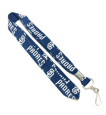 China Silk Screen Print Flat Polyester Lanyard White Logo Crimp For Decoration Party distributor