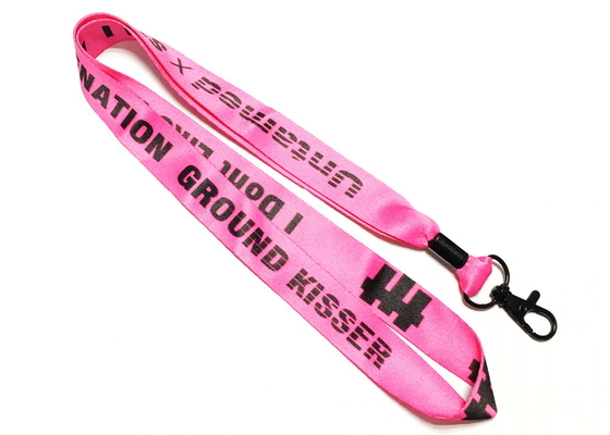 Best Advertising Shiny Colorful Dye Sublimated Lanyards Black Cool Crimp Metal Hook for sale