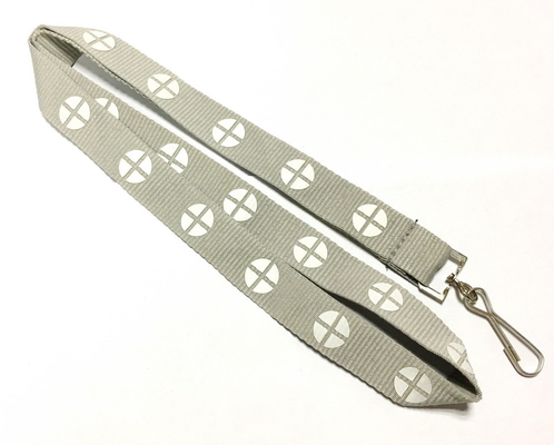 China Simple Flat Polyester Lanyard Grey One Sided Color Printing J Hook for Activity distributor