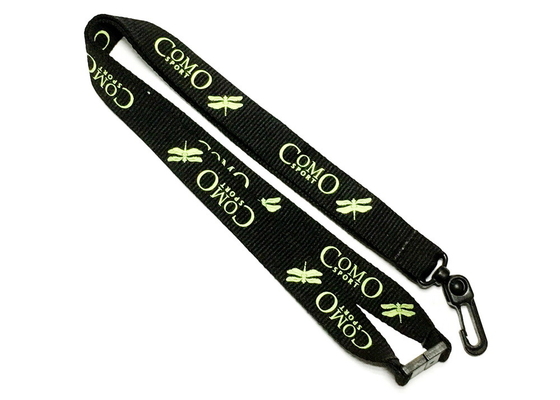 Best Fluorescent Green Color Custom Polyester Lanyards Safety Break Black J Hook for sale