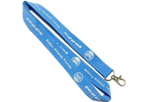 China Blue Metal Hook Custom Polyester Lanyards Trade Export Environmental Protection distributor