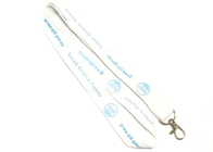 Best White Webbing Neck Strap Lanyard with Light Blue Printing Metal Hook 20mm Wide for sale