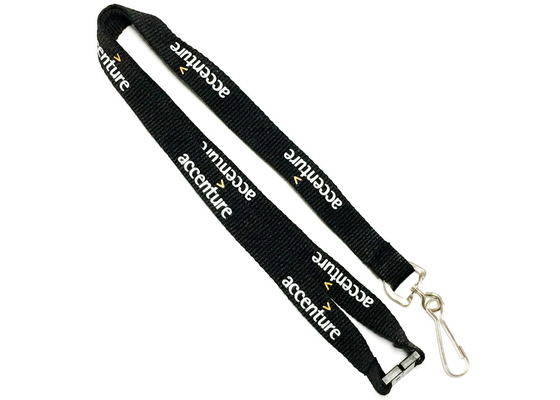 China Swivel Hook Black Personalised Neck Strap , Neck Key Strap With Silk Screen Printing distributor