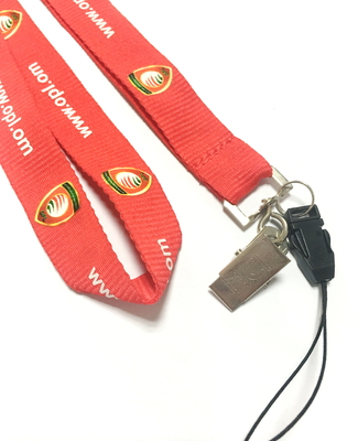 Colorful Logo Custom Flat Polyester Lanyard With Phone String / Metal Clip supplier