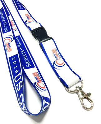 Fashion Blue White Dye Sublimation Lanyards US OPEN Logo heat transfer lanyards supplier