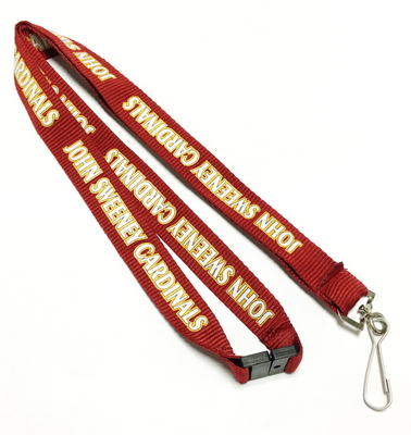 Red Custom Breakaway Lanyards Yellow Logo J Hook Safety Breakaway Name Badge Lanyard supplier