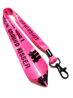 cheap Advertising Shiny Colorful Dye Sublimated Lanyards Black Cool Crimp Metal Hook