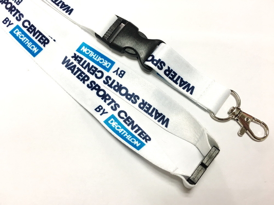 White dye sublimated lanyards Metal Hook Plastic Safety Buckle Safety Breakaway supplier