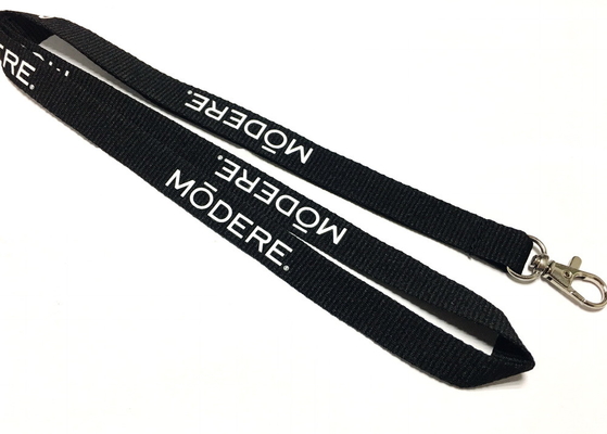 Metal Hook Black Print Custom Polyester Lanyards For Business Activity Event supplier