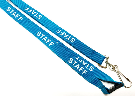 Staff Logo Teal Color Custom Polyester Lanyards J Hook / Safety Breakaway supplier