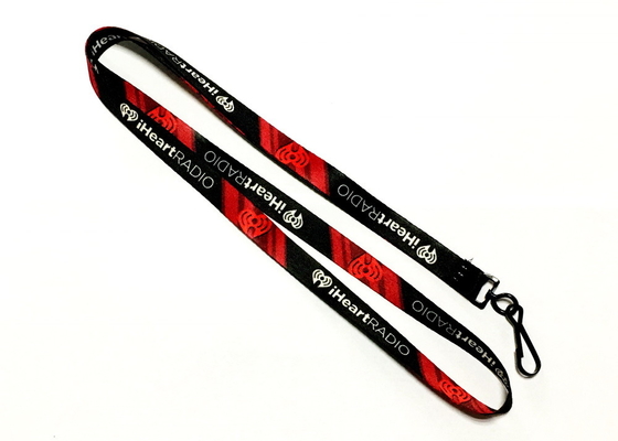 Black J Hook Dye Sublimation Lanyards 10mm Wide For Camping Trade Show Exhibition Event supplier