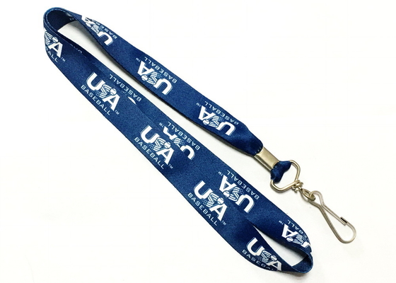 Dark Blue Logo Dye Sublimation Lanyards Clamp J Hook Attachments Heat Transfer Print supplier