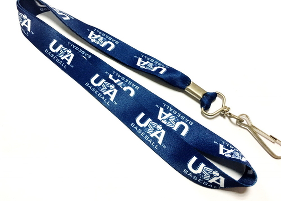 Dark Blue Logo Dye Sublimation Lanyards Clamp J Hook Attachments Heat Transfer Print supplier