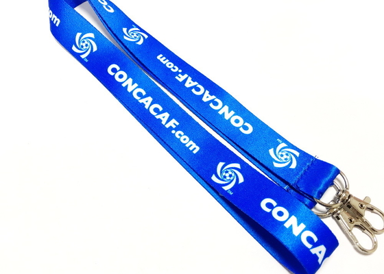 Dye Sublimation Flat Polyester Lanyard Heat Transferred Process Double Metal Hooks supplier