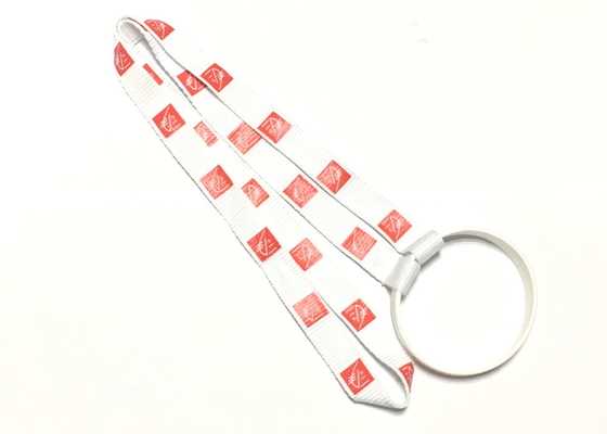 Silk Screen Custom Polyester Lanyards Red Pattern Printing Silicone Wristband supplier