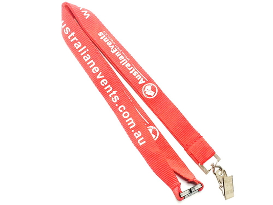 Customized Polyester Id Card Lanyards With Bulldog Clips / Plastic Buckles supplier