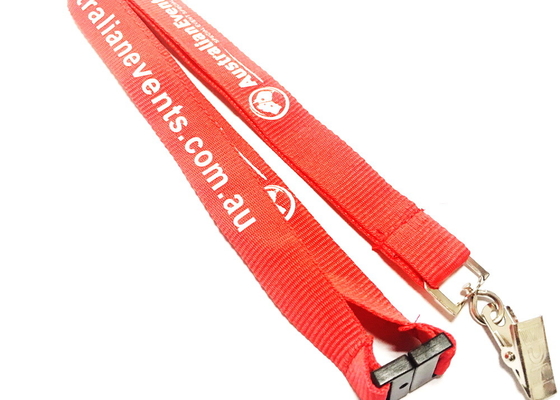 Customized Polyester Id Card Lanyards With Bulldog Clips / Plastic Buckles supplier