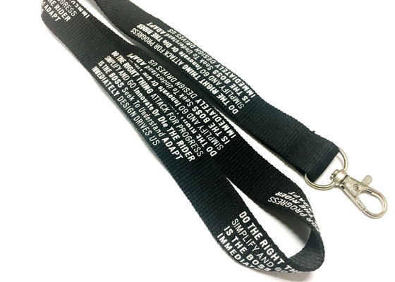 Black Cool Custom Polyester Lanyards Heat Tranfer Printing For Office supplier