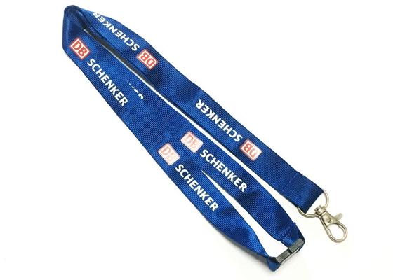 China Blue Logo Nylon Neck Strap Both Sides Metal Hook Safety Breakaway 900*20 Mmon sales