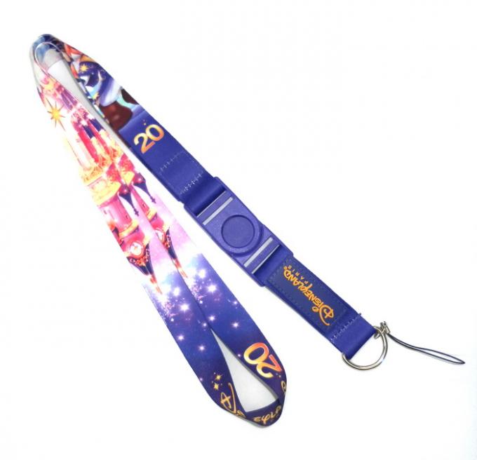 Plastic Buckle 25MM Dye Sublimated Lanyards Both Sided With Disney Logo Accessory