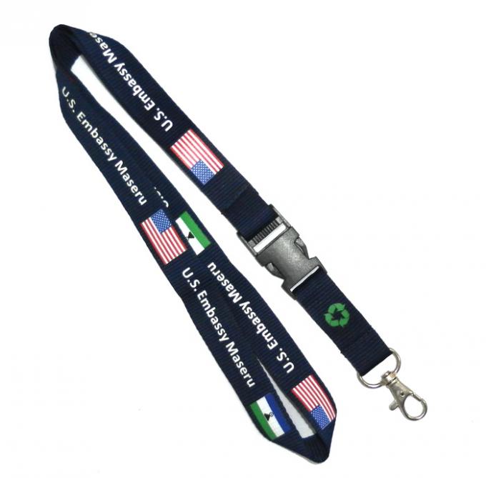 Plastic Buckle Multicolor Breakaway Neck Lanyards 1 Side Recycled PET