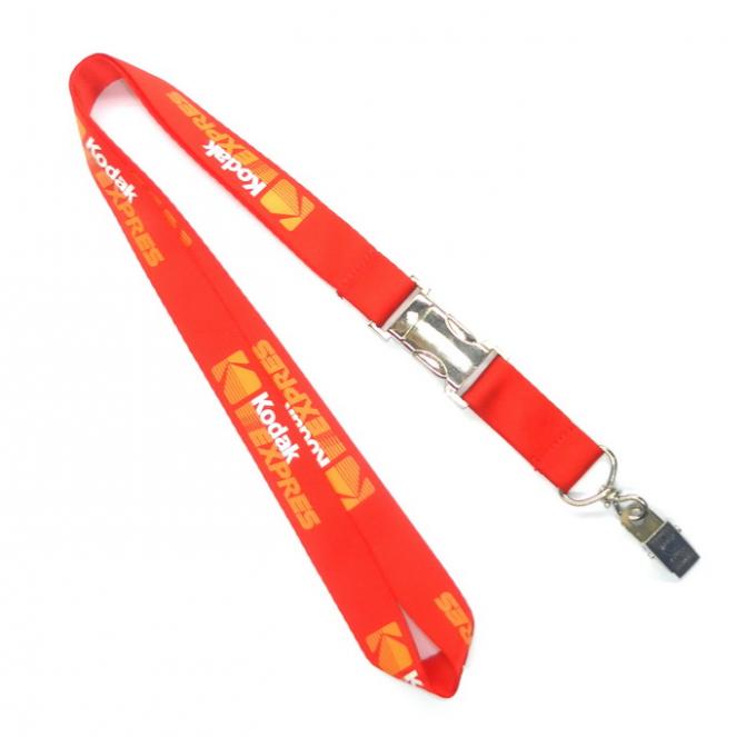 Schools Red Metal Clip Nylon Neck Strap Lanyards For Id Cards / Keys
