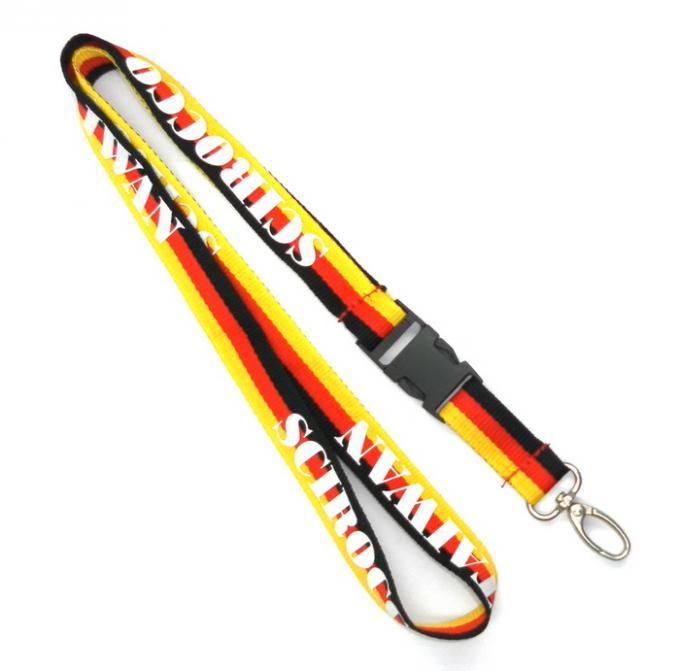 Metal Egg Hook Plastic Buckle Custom Polyester Lanyards , Three Color Lanyard