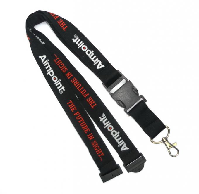 Plastic Buckle Custom Woven Lanyards , Breakaway Badge Lanyards With Metal Hook