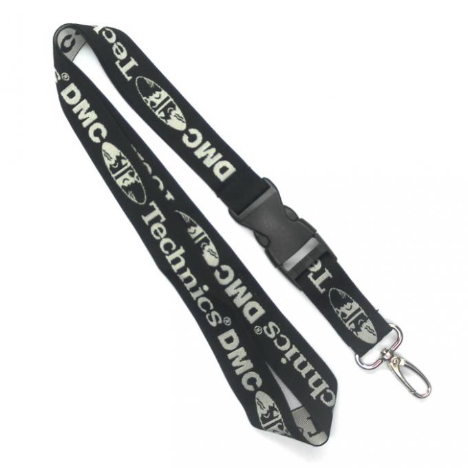 1 Color Cool Gray Custom Woven Lanyards 3C With Egg Hook / Plastic Buckle