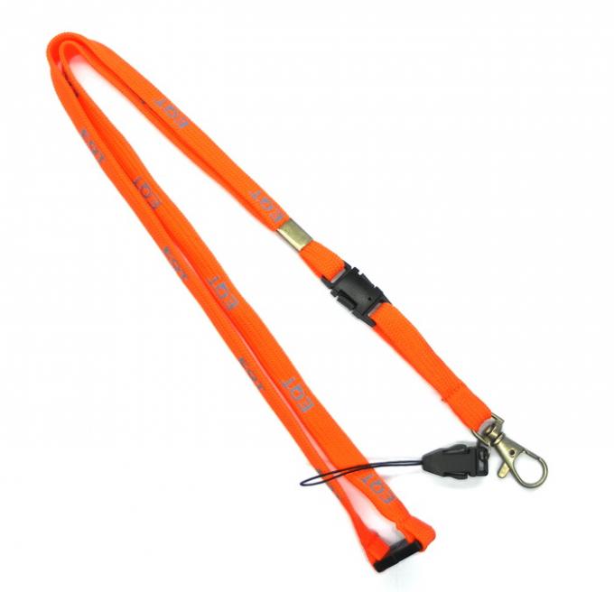 1 Color Polyester Tubular Lanyard , Silk Screen Lanyards With Metal Hook