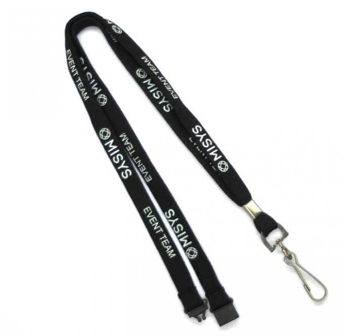 Ribbon Trade Show Staff Reflective Lanyards , Durable Plain Black Lanyards