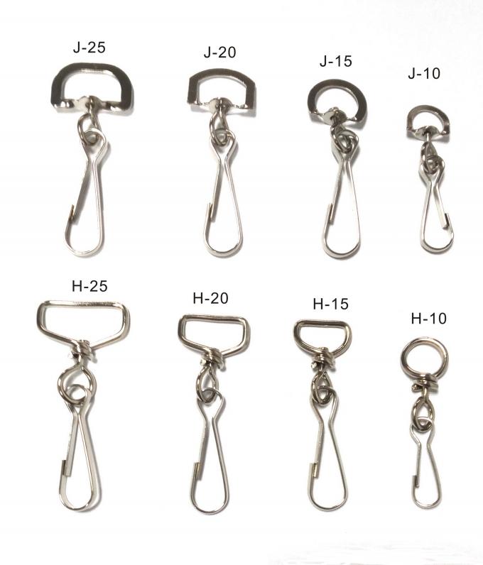 Swivel J Hook Lanyard Accessories Aluminum / Copper Material For Dog Clips